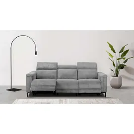 OTTO home 3-Sitzer OTTO HOME "LUND Cord, B. 222cm, manuelle/elektrische Relaxfunktion in 2 Sitzen", grau, B:222cm H:97cm T:100cm, 100% Polyester, Sofas, USB-C bei elektrischer Ausführung, Kopfteilverstellung