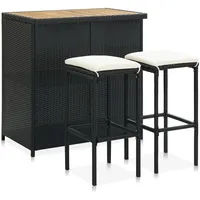 vidaXL Polyrattan Bar-Set 3-tlg. schwarz