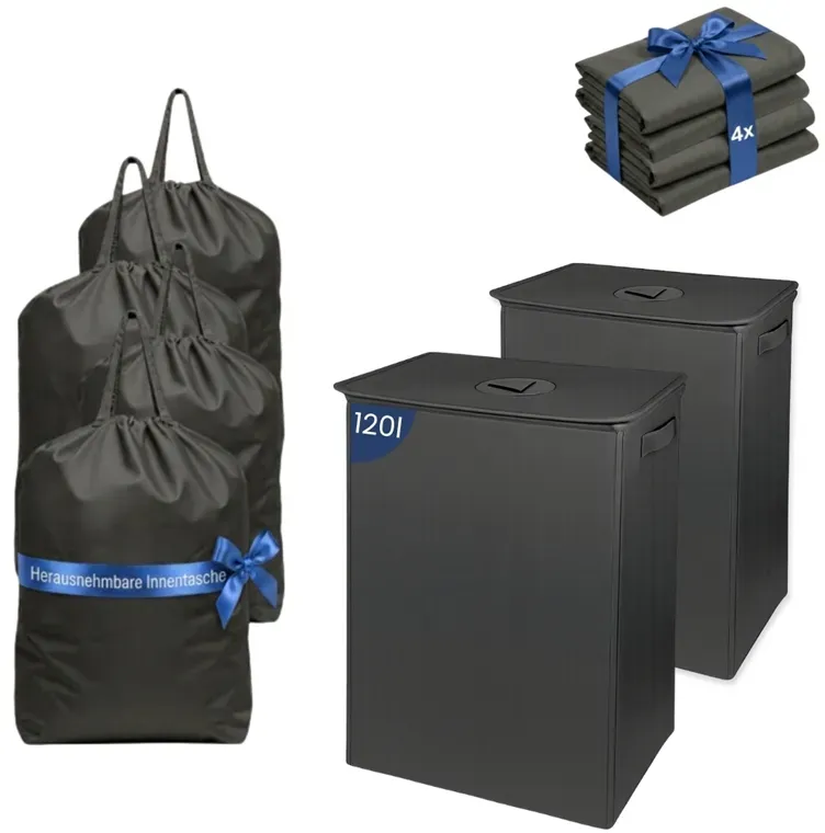 Pfandflaschen Sammelbehälter 120L Dunkelgrau Flaschensammler Lefeld 2er Set