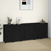 vidaXL Sideboard Schwarz 230x35x80 cm Massivholz Kiefer