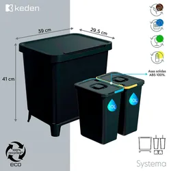 Keden Systema Mülleimer mit 2 Fächern à 10 l in Schwarz