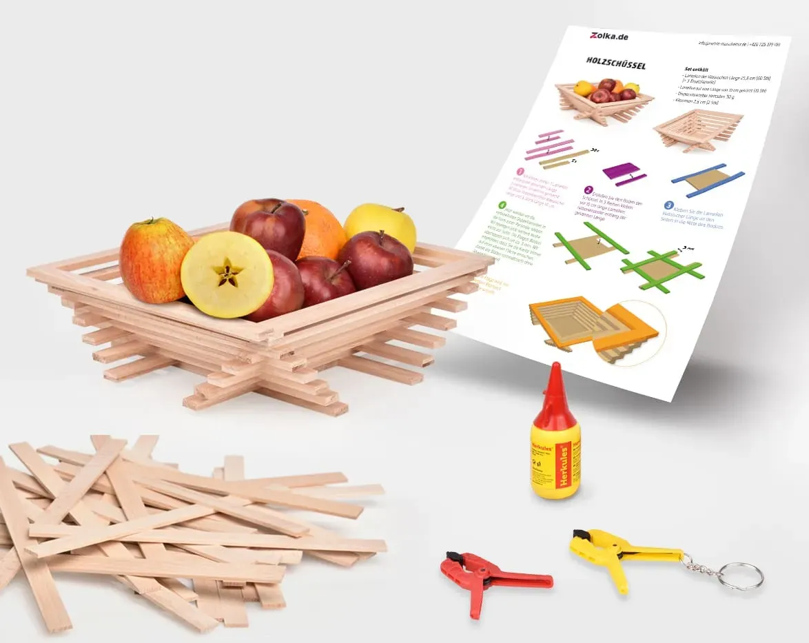 Schale aus Buchenholz-Holzstäbchen | Komplett Bastelset