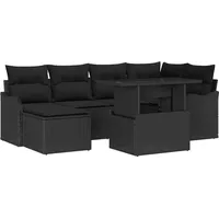 vidaXL Garten-Lounge-Set 7-tlg. schwarz