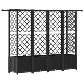 vidaXL Hochbeet mit Rankgitter und Dach 202 x 40 x 138 cm Schwarz