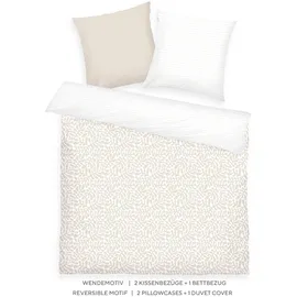 Tom Tailor Renforcé Bettwäsche ORGANIC LEAVES Beige/Weiß 200 x 220 cm + 2 x 80 x 80 cm