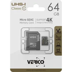 Verico 64GB microSD C10 UHS-1 Speicherkarte ( inkl. Adapter )