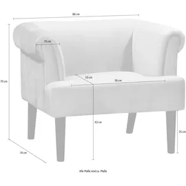 Atlantic Home Collection Charlie Sessel, Armlehnenstuhl mit Massivholzfüßen, Samt, Grau, 74 x 86x 70