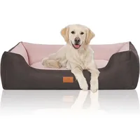 Knuffelwuff Hundebett Luke Velours XXL 120 x 85cm Schwarz-Rosa