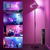 Ehaho RGB Stehlampe Wohnzimmer LED Dimmbar 20W, LED Stehlampe RGB Modern Deckenfluter mit Fernbedienung 1300lm, 3000K-6000K Touch Stehleuchte Leselampe für Wohnzimmer Schlafzimmer Büro Hotel