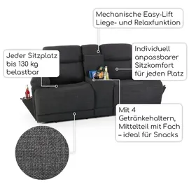 RABURG Kinosessel, 2er-Fernsehsessel, mit mechanischer Relaxfunktion, Webstoff, in Anthrazit, Raburg Snax,