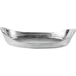 Tablett - Servierbrett Aluminium Silber - Serviertablett Metall Silbertablett Dekotablett - Deko Dekoration für Wohnzimmer Esszimmer oder Küche - Schlangenleder-Optik - 56 cm