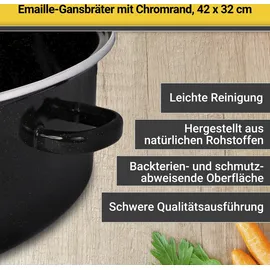 Krüger Bräter, emailliertes Stahlblech, gesprenkelt mit Chromrand, 42 cm Induktion