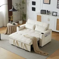2-Sitzer-Schlafsofa aus Samt, multifunktionales Schlafsofa mit Schlaffunktion, klappbares Schlafsofa mit Getränkehalter und Kissen, für Wohnzimmer,