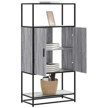 vidaXL Highboard Grau Sonoma 68x35x139 cm Holzwerkstoff und Metall