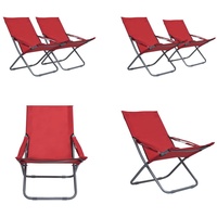 vidaXL Klappbare Strandstühle 2 Stk. Stoff Rot - Klappbarer Strandstuhl - Klappbare Strandstühle - Strandstuhl - Strandstühle