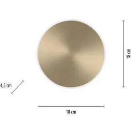 Paul Neuhaus Wandlampe Akku Puntua, dimmbar, messing / gold, für Wohn- / Esszimmer, Aluminium, Modern, LED Wandleuchte, Wandlampe Innen - 4.5 cm - 18 cm - 18 cm