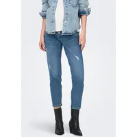 Only Maternity Umstandsjeans ONLY MATERNITY "OLMCATWALK HW MOM AK DES DNM PIM040 NOOS", Damen, Gr. XS (34), Länge 32, blau (light blau denim), Denim/Jeans, Obermaterial: 94% Baumwolle, 4% Polyester, 2% Elasthan, unifarben, modisch, Jeans