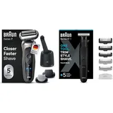 Bundle of Braun Series 7 Rasierer Herren, Kabelloser Nass- & Trockenrasierer Männer, Made in Germany, 72-C7650cc, Gold + Braun Series XT3 Gesicht & Körper, Elektrischer Rasierer, XT3200, Schwarz