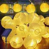 Hopelit Solar Lichterkette Aussen, Solar Lampions Außen Wetterfest 8M 30 LED, Lampions Solar mit 8 Modi Timer Speicherfunktion, Lichterkette Außen Solar Laterne Für Terrasse Hochzeit,Warmweiß