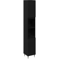 VidaXL Badschrank Schwarz Eiche 30x30x190 cm Holzwerkstoff