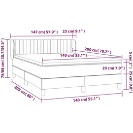vidaXL Boxspringbett 140 x 200 cm Dunkelgrau