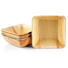 Wisefood Palmblatt Teller quadratisch tief 10 cm x 10 cm 200 St. Beige