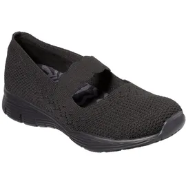 SKECHERS Damen technisiert gestrickt, (Seager-Power Hitter-Engineered Knit Mary Jane), schwarz/schwarz, 35 EU