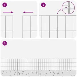 vidaXL Zaun-Set 55 x 30 cm Silber/Verzinkter Stahl