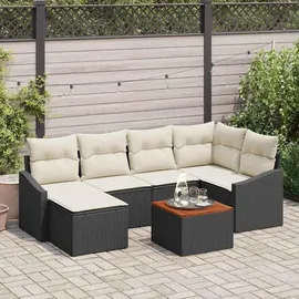 vidaXL Garten-Sofa-Set 7 pcs Schwarz Weiß - Schwarz