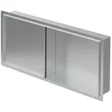 luxebath Wandnische Dusche Edelstahl Gebürstet Mit Befliesbarer Tür, 25,5x55,5x10 Cm, Silber, Eingebettete Duschnische Wasserdicht, Einbaunische Duschablage Randlos, Doppelregal, Badezimmer Lagerung