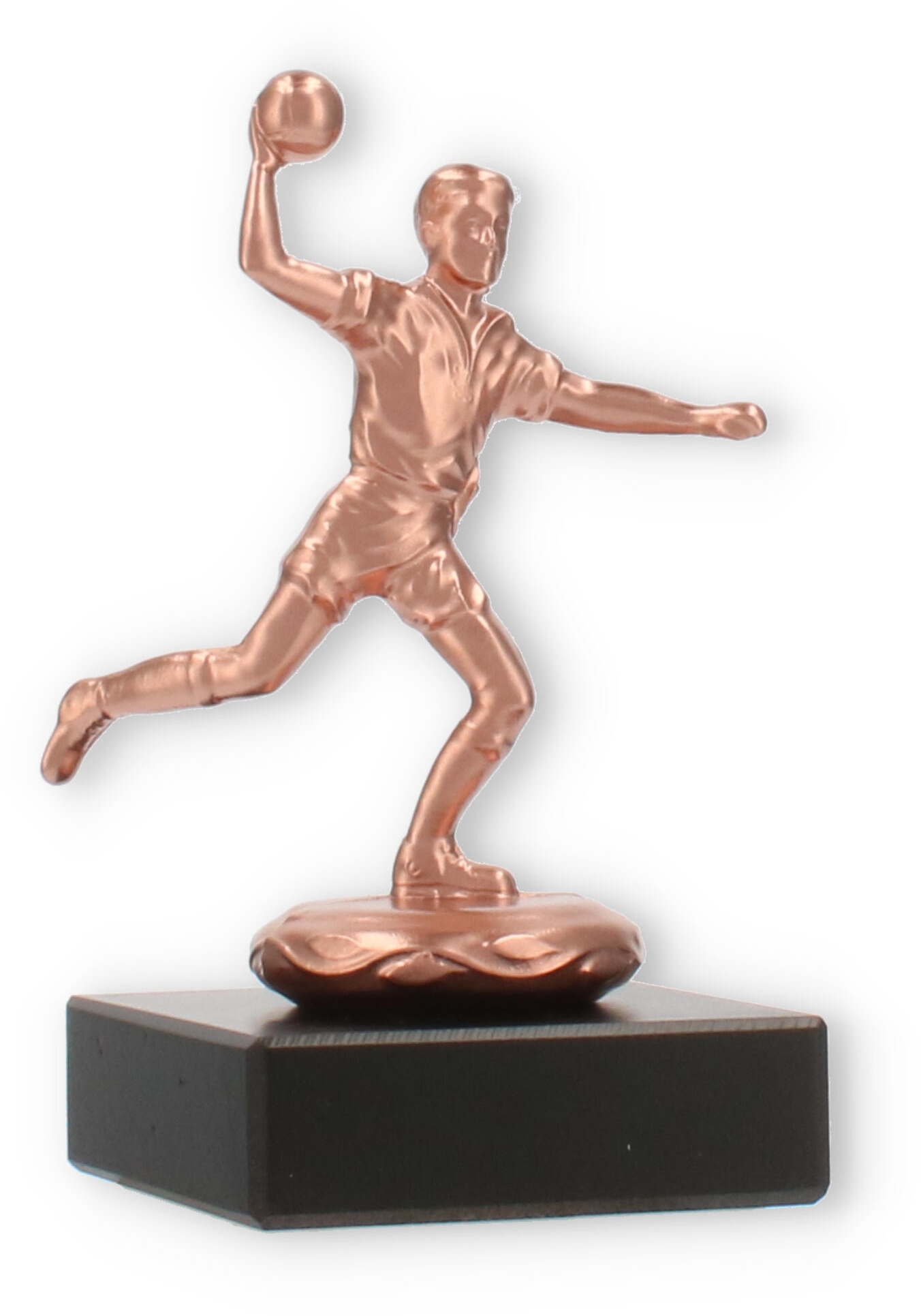 Pokal Metallfigur Handballspieler bronze auf schwarzem Marmorsockel 11,0cm