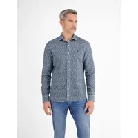 Lerros Langarmhemd mit Haifischkragen, floral bedruckt - Crispy Blue