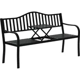 2-sitzer Gartenbank Robust Parkbank Mit Ausziehbarem Tisch Sitzbank Bank 240kg Belastbar Terrassenbank Mit Rücken- & Armlehnen Gartenmöbel Für Terrasse, Garten 150 X 58,5 X 90 Cm Schwarz