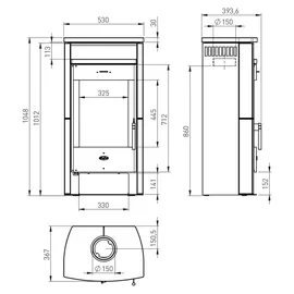 FIREPLACE Elite Budapest Stahl Schwarz/Abdeckplatte Sandstein