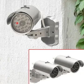 casativo-tech Überwachungskamera Attrappe Silberfarben