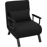 Woltu Schlafsessel 3 in 1 Leinen 65 x 78 x 75 cm Schwarz mit Kissen