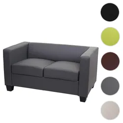 2er Sofa Couch Loungesofa Lille ~ Kunstleder, dunkelgrau