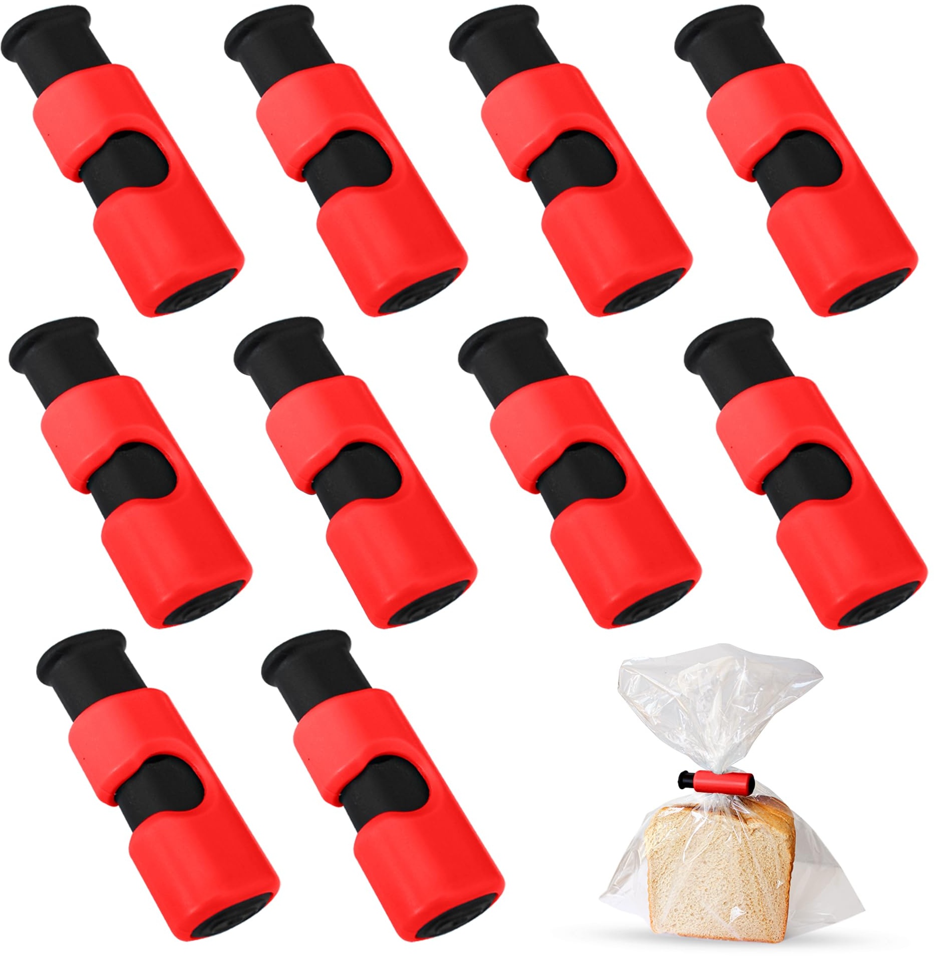 Foodbuddy® Verschlussklammern für Tüten | 10 Stück Tütenclips Verschlussclips | Kitchen Gadgets | verschlussclips für Beutel | tütenverschlüsse | tüten Verschluss (Rot)