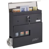 Relaxdays Briefkasten Schwarz inkl. Zeitungsfach