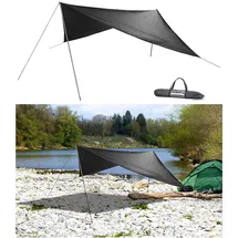 Semptec NEU Outdoor Sonnensegel Tarp 3x3m für Camping Survival Bushcrafting Strand | schwarz | 3m X 3 m, mit Zubehör