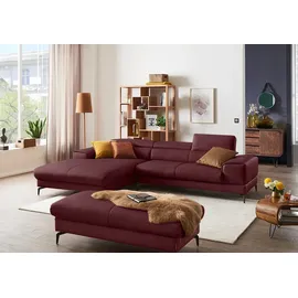 W.Schillig Ecksofa "Piedroo, Designsofa mit tollem Sitzkomfort, elegant und bequem, L-Form", rot (burgundy z69), B:303cm H:70cm T:193cm, Longlife Xtra-Leder Z69: Das feinnarbige, gedeckte Softleder Z69 besticht durch seine außergewöhnliche Weichheit im trendigen