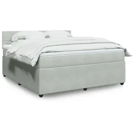 vidaXL Boxspringbett mit Matratze Hellgrau 180x200 cm Samt