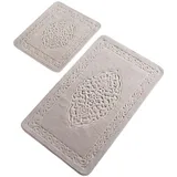 Badteppich-Set 2-teilig Creme rechteckig