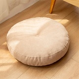 SWECOMZE Rund Bodenkissen,Tatami Stuhlkissen, Sitzerhöhung Sofa Rücken Kissen Nap Kissen für Wohnzimmer Garten Esszimmer (Beige,Durchmesser 55cm)