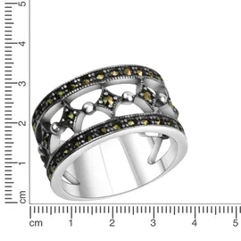 ZEEme Ring Silber 925 oxidiert mit 40x Markasit