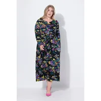 Ulla Popken Maxikleid A-Linie Schwarz/Blau/Gelb/Lila 62/64