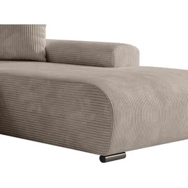 fursell STOREZ24 L-Form Ecksofa NELLY inklusive Schlaffunktion, Ecke mit Bettkasten, Farbe: cappucino, Seite: rechts - Braun