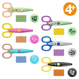 Fiskars KidzorsTM Kinder-Dekorscheren inkl. Tasche, 13 cm, Rechts- und Linkshänder, ab 4 Jahren, 6er Set