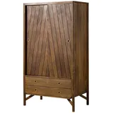 Massivmoebel24 Kleiderschrank Mango 100x60x180 braun geölt / Griff gold LOS Angeles 11