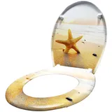 ACXIN WC Sitz mit Absenkautomatik Oval Toilettensitz Antibakteriell Klodeckel Universal Größe WC Klodeckel Toilettensitz mit langsamer Absenkung (Seestern)